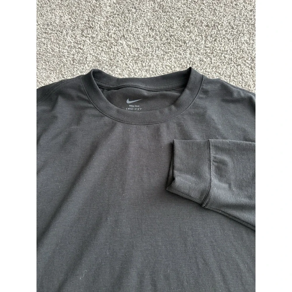 Men's Nike One Dark Gray Long‎ Sleeve Cotton Stretch Shirt Size XS Soft
